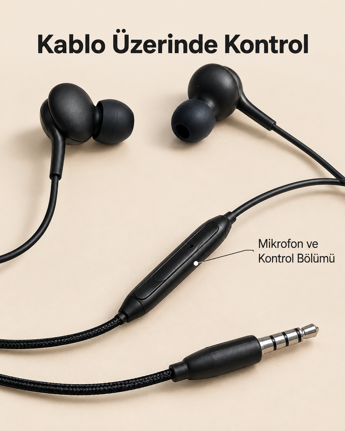 Silikon Uçlu Mikrofonlu Siyah Kablolu Kulak İçi Kulaklık - Bayi Depom