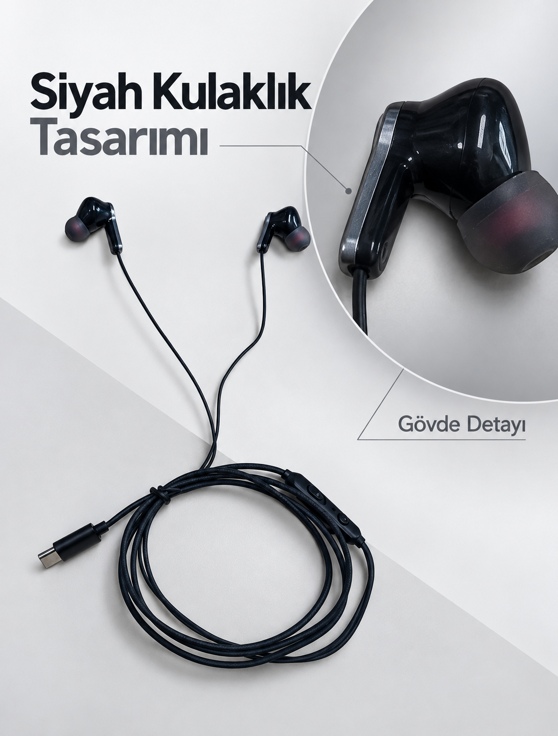 Type C Kablolu Kulak İçi Kulaklık Mikrofonlu ve Kumandalı - Bayi Depom