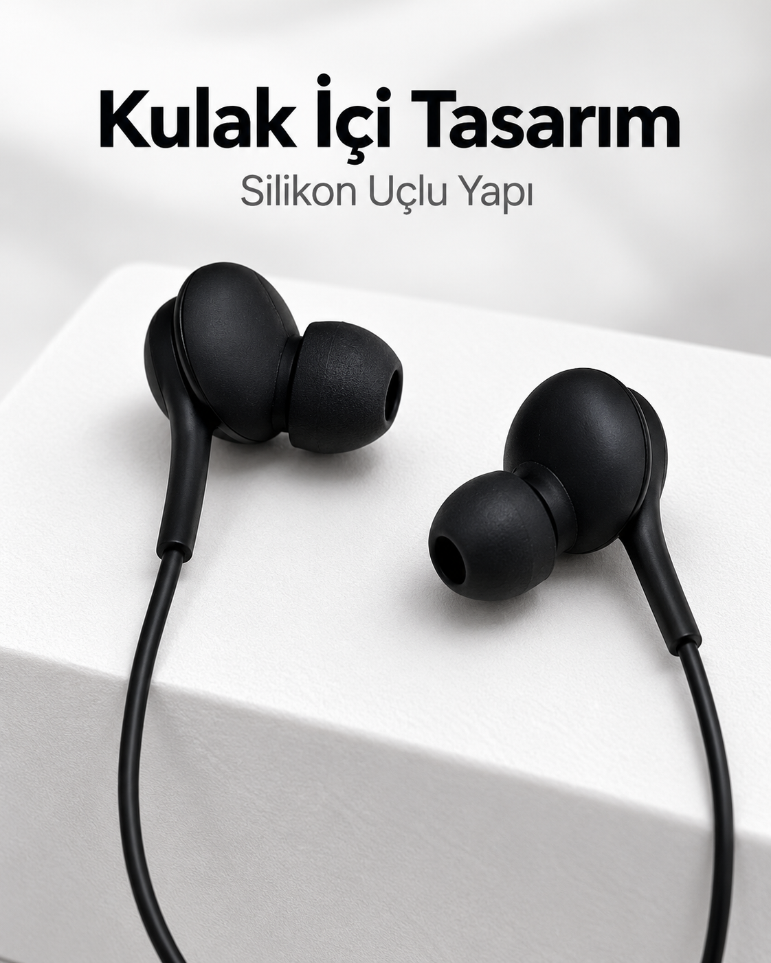 Siyah Tasarımlı Jak Girişli Kablolu Kulak İçi Kulaklık - Bayi Depom