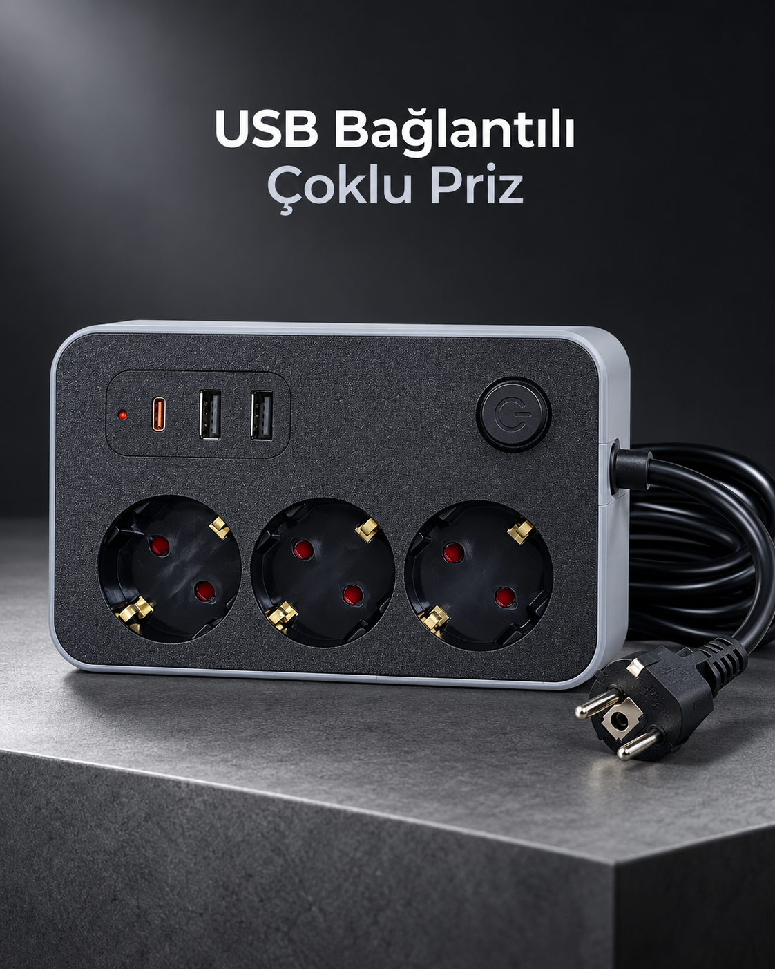 Çalışma Alanlarına Uygun Anahtarlı USB ve Type C Şarj Çıkışlı Kablolu Çoklu Priz - Bayi Depom Çalışma Alanlarına Uygun Anahtarlı USB ve Type C Şarj Çıkışlı Kablolu Çoklu Priz - Bayi Depom