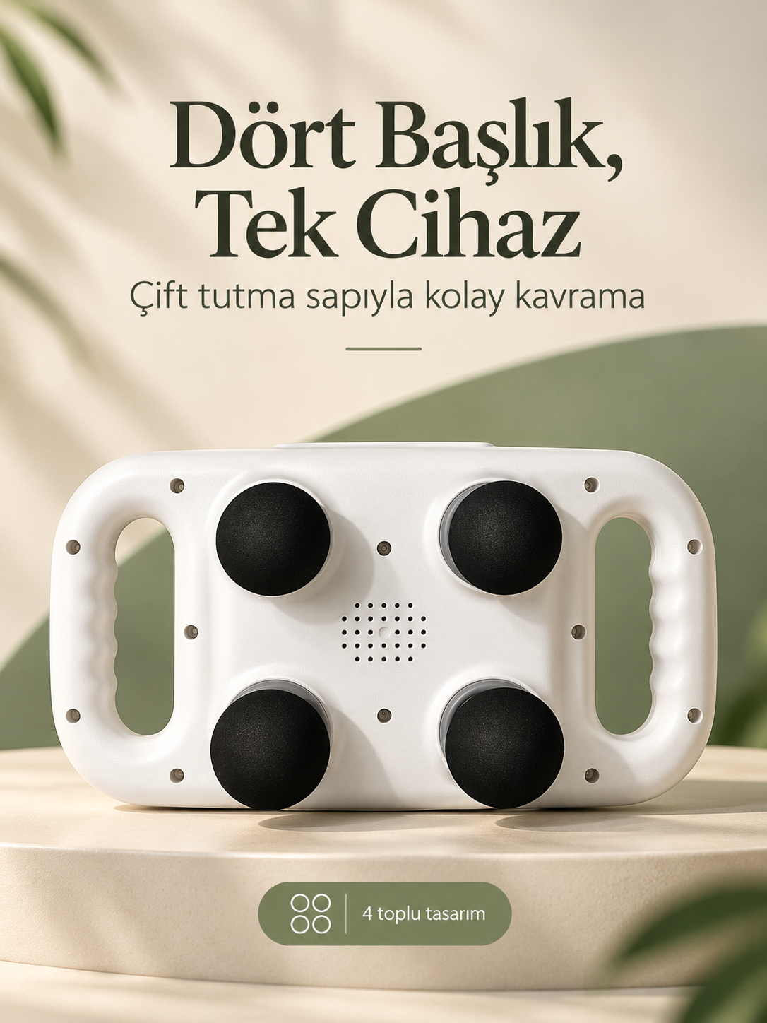 Şarjlı Masaj Aleti 4 Toplu USB-C Girişli Beyaz
